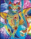 (2259) Pintura com Diamantes - Feline Fiesta; David Galchutt - 30x40 cm - Brilha no Escuro