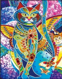 (2259) Pintura com Diamantes - Feline Fiesta; David Galchutt - 30x40 cm - Brilha no Escuro