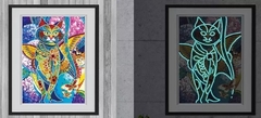 (2259) Pintura com Diamantes - Feline Fiesta; David Galchutt - 30x40 cm - Brilha no Escuro - comprar online