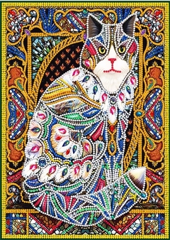 (2263) Pintura com Diamantes - Gato 6 - 30x40 cm - Brilha no Escuro