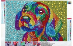 (2269) Pintura com Diamantes - Color Dog 2 - 35x25 cm - Efeito gota d'água na internet