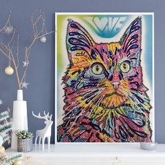 (2276) Pintura com Diamantes - Gato do Amor - 30x40 cm - Pedras Especiais na internet