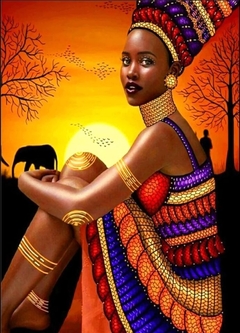 (2297) Pintura com Diamantes - Africana 1 - 30x40 cm