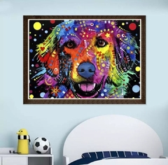 (2585) PINTURA COM DIAMANTES - CACHORRO COLORIDO - 40X30 CM - comprar online