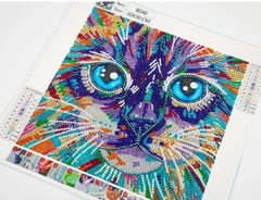 (2684) Pintura Com Diamantes- Diy 5d Strass - Gato Abstrato 1 - 30x30 cm - Pedras Especiais - comprar online