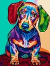 (2304) Pintura com Diamantes - Cão Colorido - 20x30 cm