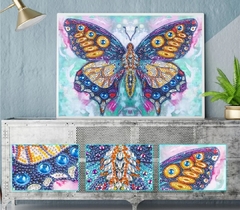 (2325) Pintura com Diamantes - Borboleta da Vida - 40x30 cm - Pedras Especiais