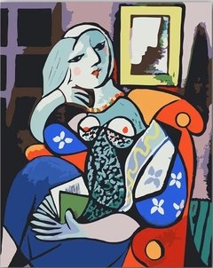 (1662) Pintura em Tela Numerada - Woman With a Book, 1932; Picasso