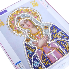 (2344) Pintura com Diamantes - Nossa Senhora 4 - 30x40 cm - Pedras Especiais - Mundo dos QCS