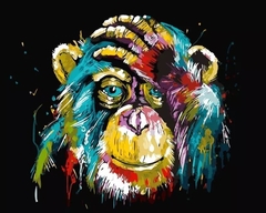 (2361) Pintura em Tela Numerada - Macaco Abstrato