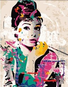 (1689) Pintura em Tela Numerada - Tela Tintas Pincéis - Audrey Hepburn