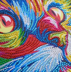 Imagem do (2161) Pintura com Diamantes - Tapestry Cat 2 - 30x40 cm - Pedras Especiais