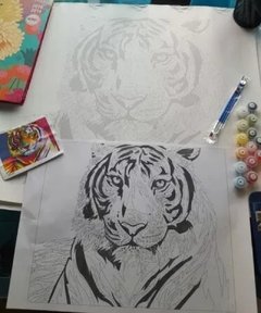 (1531) Pintura em Tela Numerada - Tigre Abstrato na internet