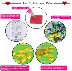 (1960) Pintura com Diamante - Flores 7 - 40x30 cm - Pedras Especiais na internet