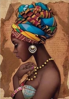 (1628) Pintura com Diamante - Beleza Africana 2 - 30x40 cm