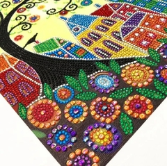 (2070) Pintura com Diamantes - Mandala 49 - 35x35 cm - Pedras Especiais - loja online