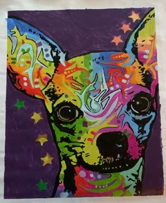 (2287) Pintura em Tela Numerada - Cão Colorido 4 - 60x75 cm - comprar online