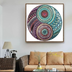 (2723) Pintura Com Diamantes - Diy 5D Strass - Mandala Yin Yang - 40x40 cm - Pedras Especiais - Mundo dos QCS