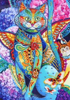(1705) Pintura com Diamantes - Feline Fiesta; David Galchutt - 30x40 cm - Pedras Especiais - comprar online