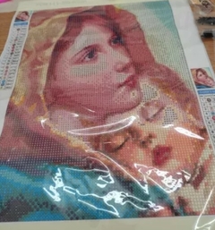 (2871) Pintura com Diamantes - Diy 5D Strass - Nossa Senhora e Jesus 1 - 30x40 cm - comprar online