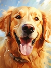 (3061) Pintura com Diamantes - Diy 5D Strass - Golden Retriever 1 - 30x40 cm