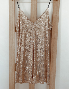 Vestido dorado de lentejuelas corto hot sale