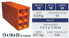 Ladrillo Hueco 12x18x33 (6 Agujeros) X unidad - comprar online
