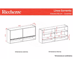 Mueble Alacena Sorrento Ricchezze 160 2 Puertas Con Estante - Pignataro Diseño & Construccion