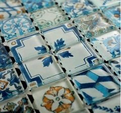 Mallas De Vidrio Acuarela Lisboa Azul 30x30 Cm Venecitas