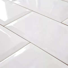 Ceramica Blanco Brillante Biselado 10x20 Subway New York