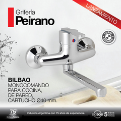 Griferia Monocomando Peirano Bilbao De Pared 54-130 Cromo - comprar online