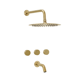 Combo Griferia Peirano Fabric Gold Oro Lavatorio pared Bide Ducha - comprar online