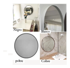 Espejo Redondo Marco Hierro Diámetro 60cm Negro - Blanco- Peltre - Cobre- plata