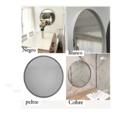 Espejo Redondo Marco PVC Diámetro 50cm Negro - Blanco- Dorado