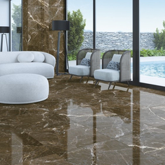 Marmo Brown Dark 72x72 Pulido rect. Angelgres Porcelanico