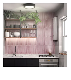 Cerámica Acuarela Azulejo 7.7x30 Iceland Rosa Pink Pared por caja - Pignataro Diseño & Construccion