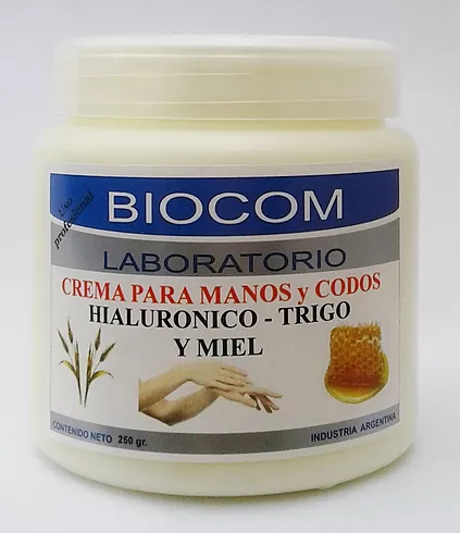 Crema p/manos y codos c/Hialurónico, trigo y miel