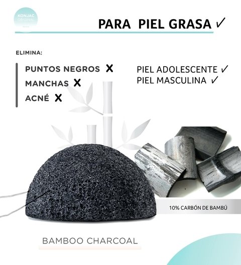 Esponja Facial KONJAC con Cenizas Activas de Bambú