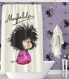 Cortina Mafalda para baño, poliéster impermeable con protector y ganchos metálicos en internet