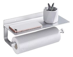 Portarrollos Papel Cocina Con Repisa Aluminio Inoxidable