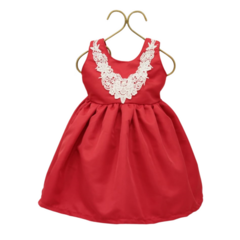 Vestido Natal Vermelho Renda gola - loja online