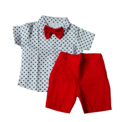 Conjunto Bebê principe coroas com vermelho