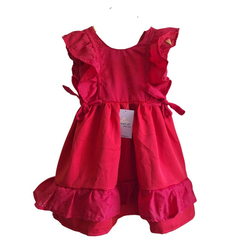 Vestido Vermelho babado com tecido laise - comprar online