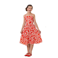 Vestido infantil Midi Vermelho Floral - loja online