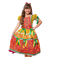 Vestido Festa junina caipira Luxo Vermelho e Amarelo - comprar online