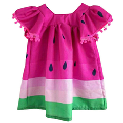 Vestido pom pom infantil melancia rosa na internet