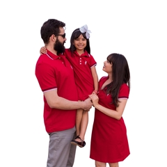 KIT FAMILIA POLO - 3 PÇS - MAE, PAI E FILHA - VERMELHO