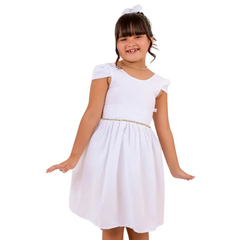 Vestido todo branco com pérolas batizado ano novo - Kimimo Kids