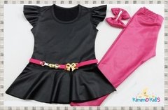 CONJUNTO LUXO PEPLUM + LEGGING ROSA - comprar online