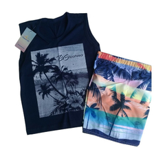 Conjunto Infantil Menino praia coqueiro azul